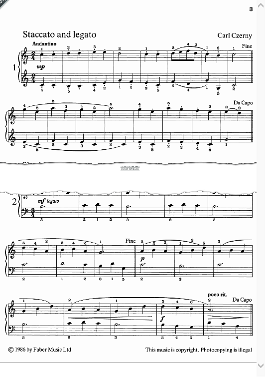 staccato and legato klavier solo carl czerny
