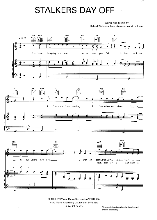stalkers day off klavier gesang & gitarre robbie williams