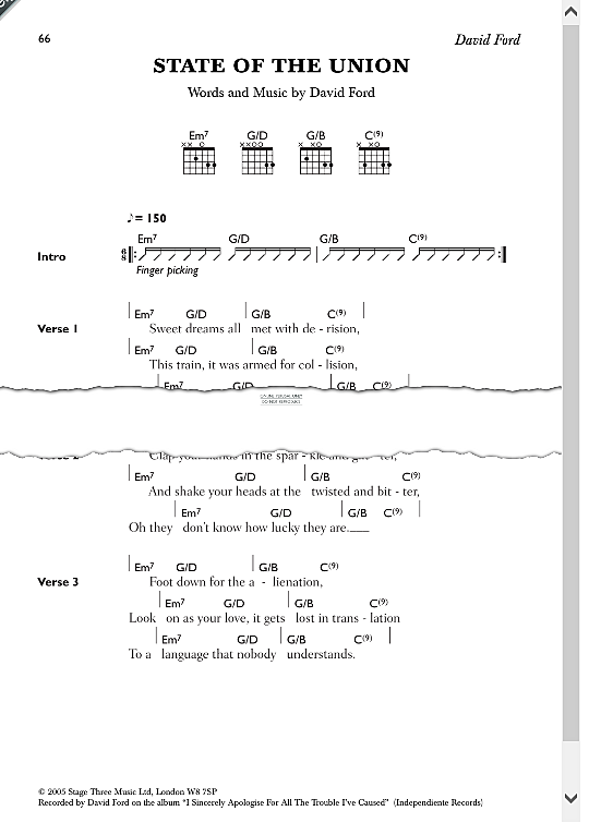 state of the union songbook mit akkorden david ford