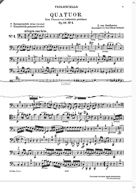 string quartets complete vol.1: op.18 nos.1 6 instrumental parts ludwig van beethoven