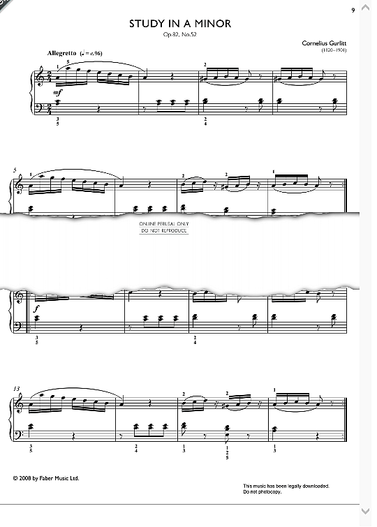 study in a minor op. 82, no. 52 from real repertoire studies grades 2 4 klavier solo cornelius gurlitt