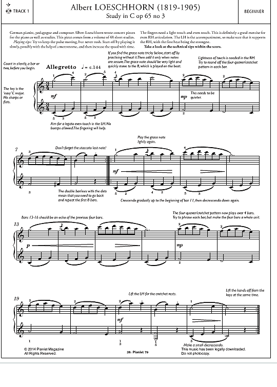 study in c op.65 no.3 klavier solo albert loeschhorn