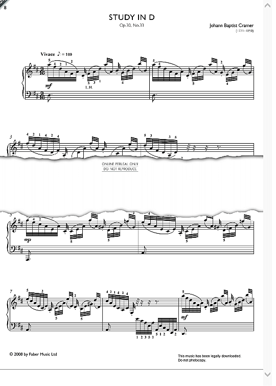 study in d op.30, no.33 from real repertoire studies grades 6 8 klavier solo johann baptist cramer