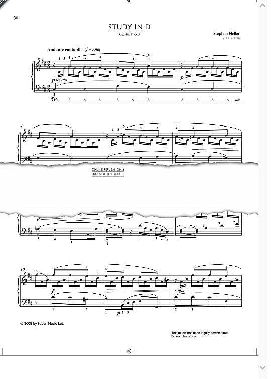study in d op. 46, no. 8 from real repertoire studies grades 4 6 klavier solo stephen heller