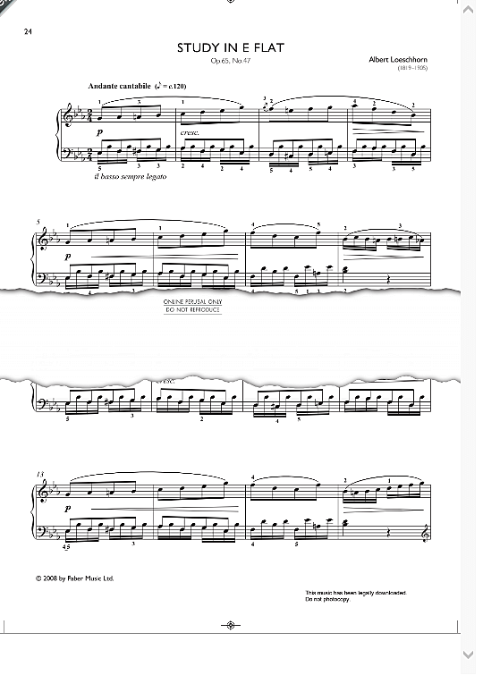 study in e flat op. 65, no. 47 from real repertoire studies grades 4 6 klavier solo albert loeschhorn