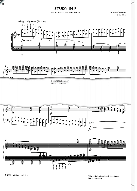 study in f no. 65 from gradus ad parnassum from real repertoire studies grades 6 8 klavier solo muzio clementi