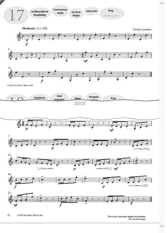 study no.17 moderato from more graded studies for clarinet book one  solo 1 st. henry lazarus