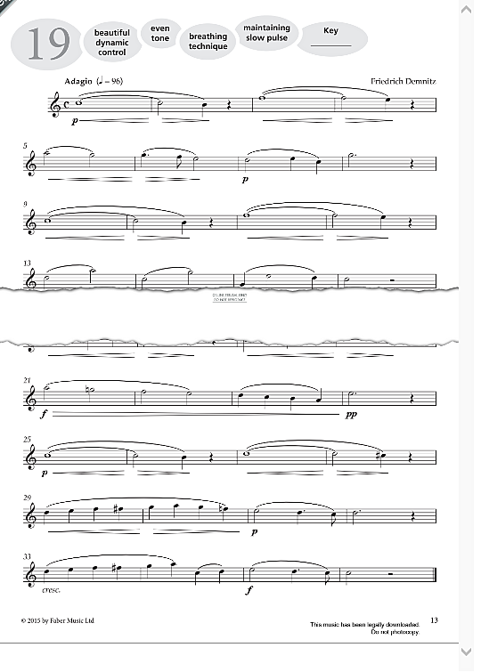 study no.19 adagio from more graded studies for clarinet book one  solo 1 st. friedrich demnitz