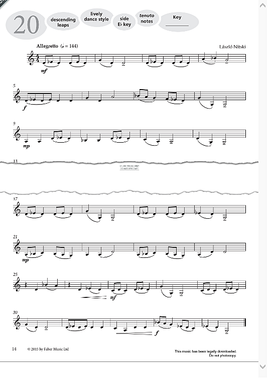 study no.20 allegretto from more graded studies for clarinet book one  solo 1 st. laszlo nitski