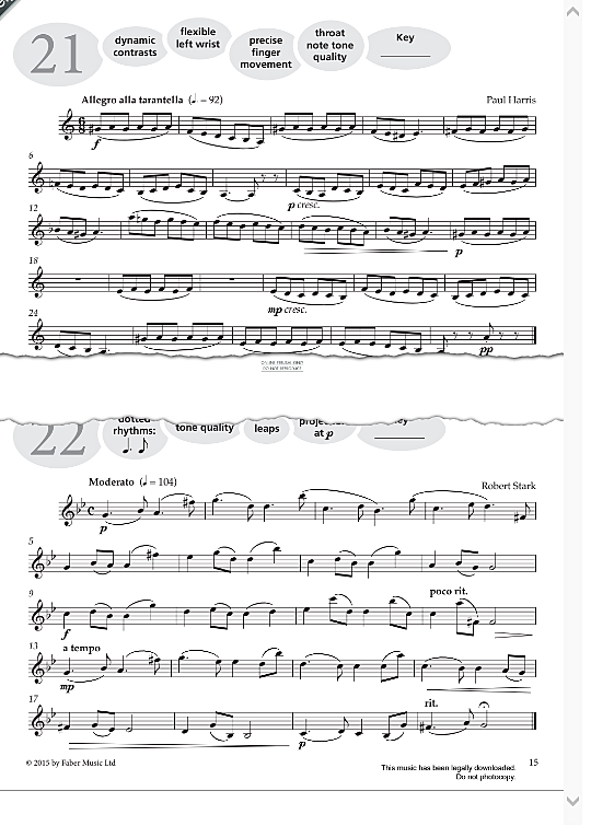 study no.22 moderato from more graded studies for clarinet book one  solo 1 st. robert stark