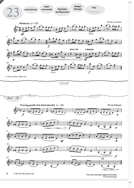 study no.23 moderato from more graded studies for clarinet book one  solo 1 st. henry lazarus