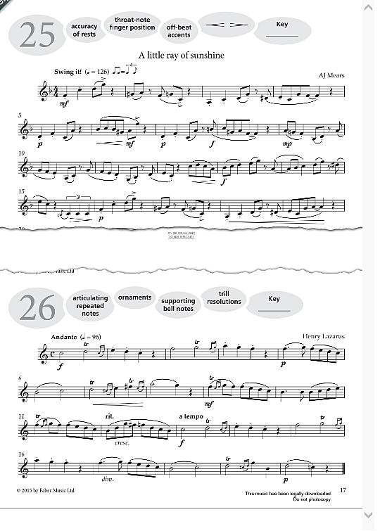 study no.26 andante from more graded studies for clarinet book one  solo 1 st. henry lazarus