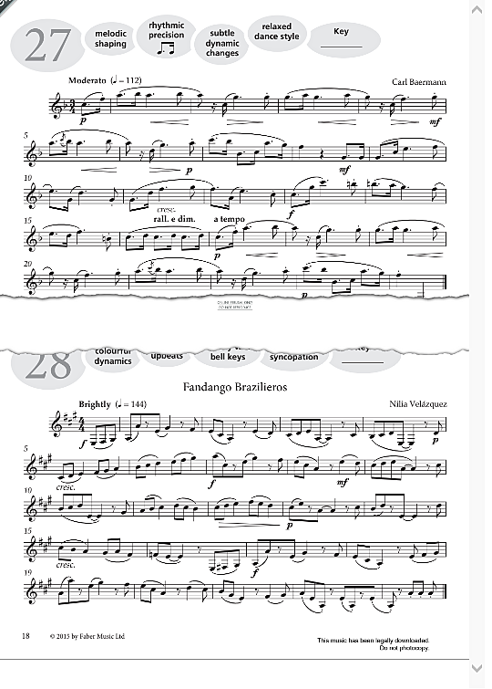 study no.27 moderato from more graded studies for clarinet book one  solo 1 st. carl baermann