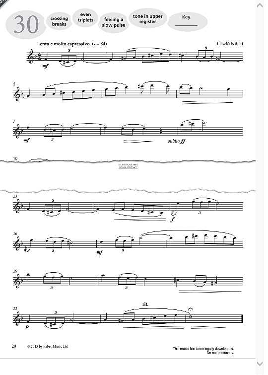study no.30 lento e molto espressivo from more graded studies for clarinet book one  solo 1 st. laszlo nitski