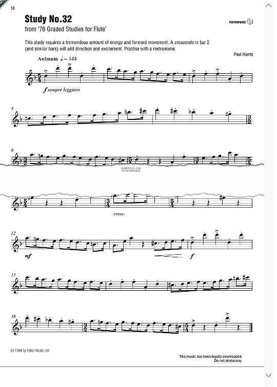 study no. 32 from 76 graded studies for flute  solo 1 st. paul harris