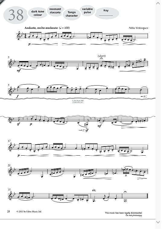 study no.38 andante, molto moderato from more graded studies for clarinet book one  solo 1 st. nilia velazquez