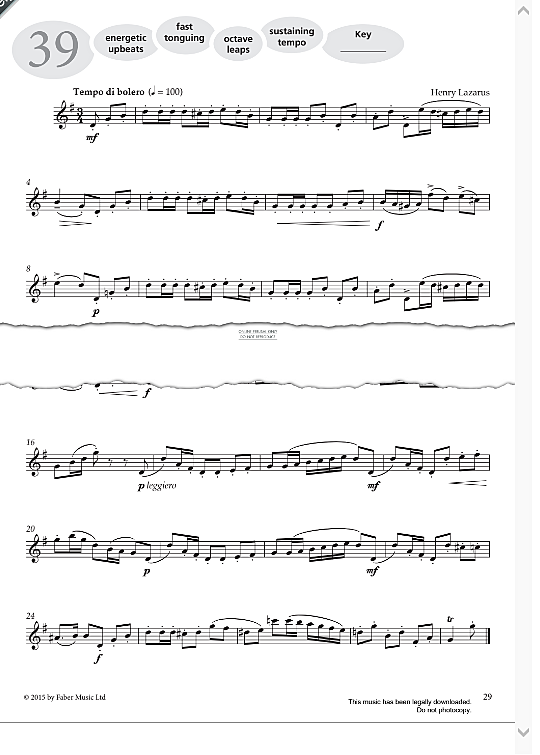 study no.39 tempo di bolero from more graded studies for clarinet book one  solo 1 st. henry lazarus