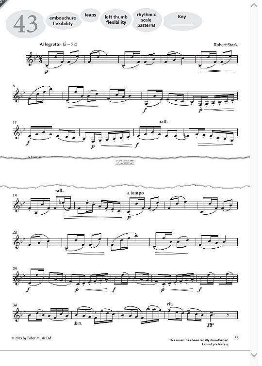 study no.43 allegretto from more graded studies for clarinet book one  solo 1 st. robert stark