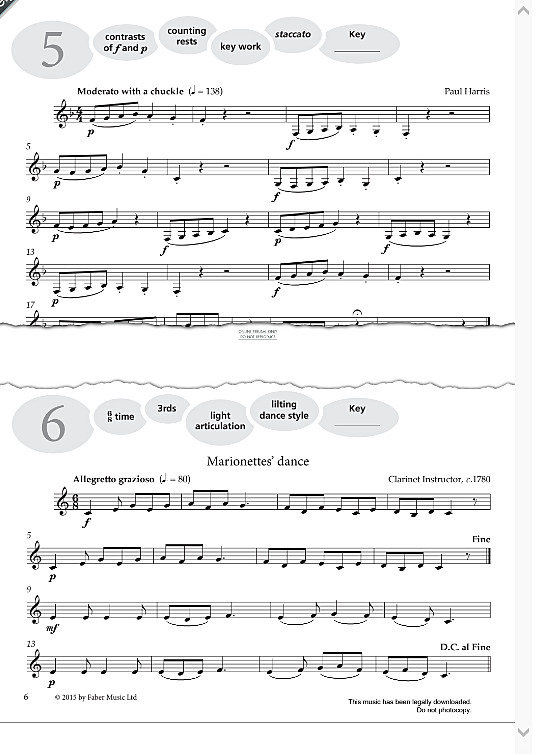 study no.5 moderato with a chuckle from more graded studies for clarinet book one  solo 1 st. paul harris