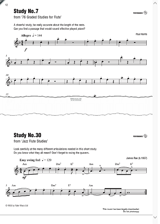 study no. 7 from 76 graded studies for flute  solo 1 st. paul harris
