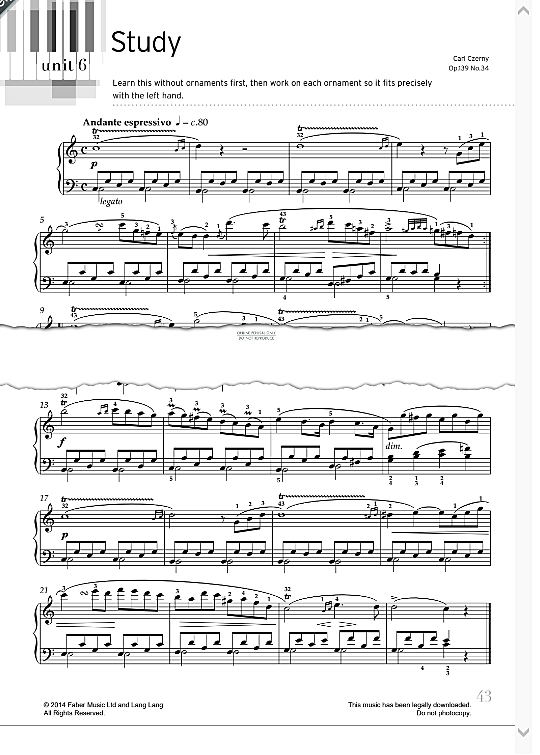 study op. 139, no.34 klavier solo carl czerny