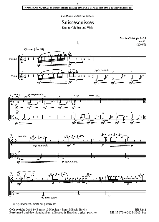 suissesquisses, no. 1 duett 2 st. martin christoph redel