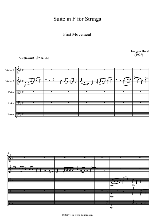 suite in f for strings first movement full score imogen holst