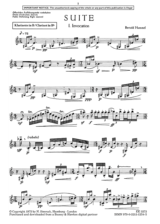 suite, op. 26a solo 1 st. bertold hummel