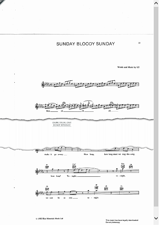 sunday bloody sunday melodie & akkorde u2
