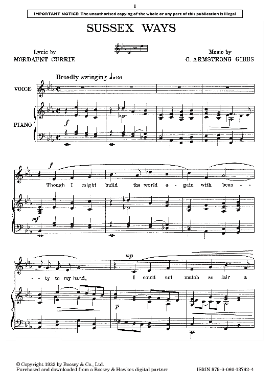 sussex ways gesang & begleitung cecil armstrong gibbs