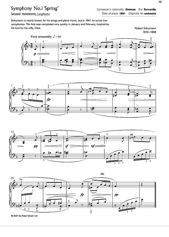 symphony no. 1 spring second movement, larghetto klavier solo robert schumann