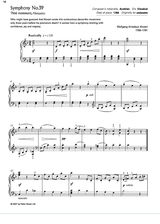 symphony no. 39 third movement klavier solo wolfgang amadeus mozart
