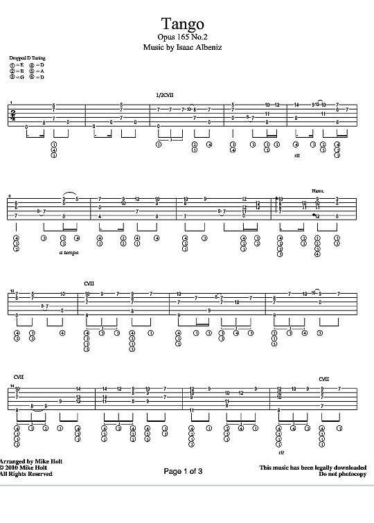 tango opus 165, no. 2 gitarre tab isaac albeniz