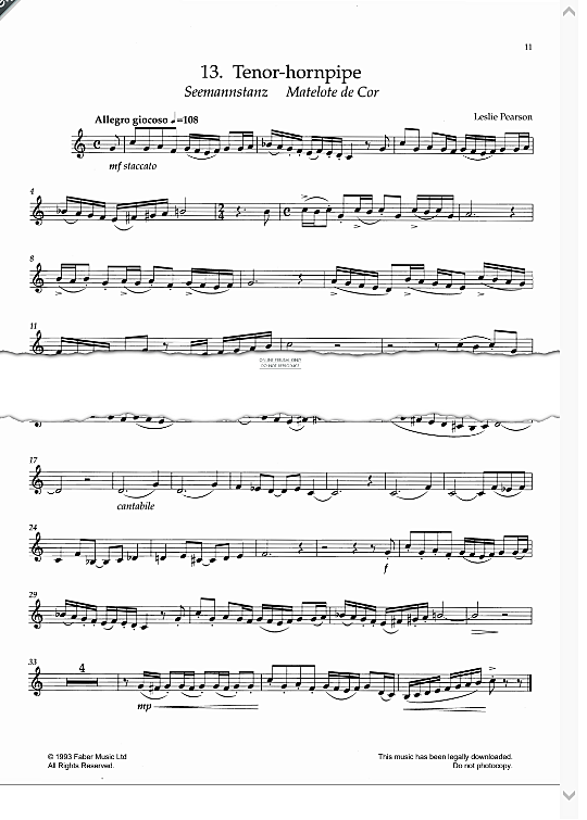tenor hornpipe klavier & melodieinstr. leslie pearson