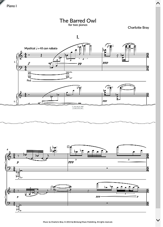 the barred owl klavier vierhndig charlotte bray