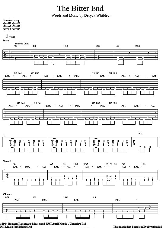 the bitter end gitarre tab sum 41