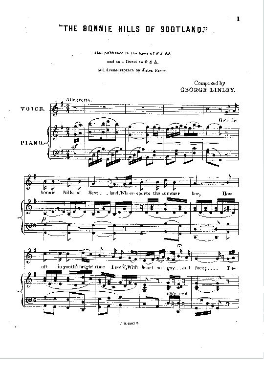 the bonnie hills of scotland klavier & gesang george linley