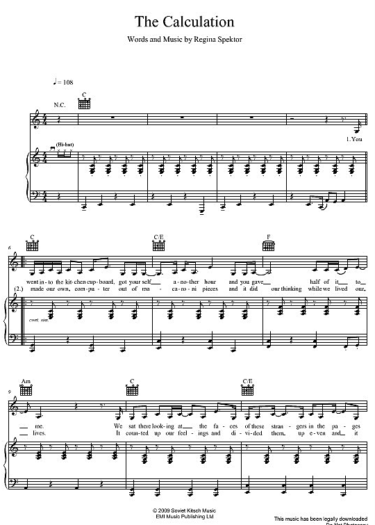 the calculation klavier gesang & gitarre regina spektor