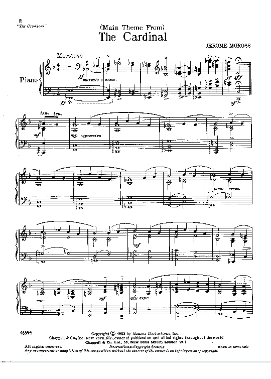 the cardinal main theme klavier solo jerome moross