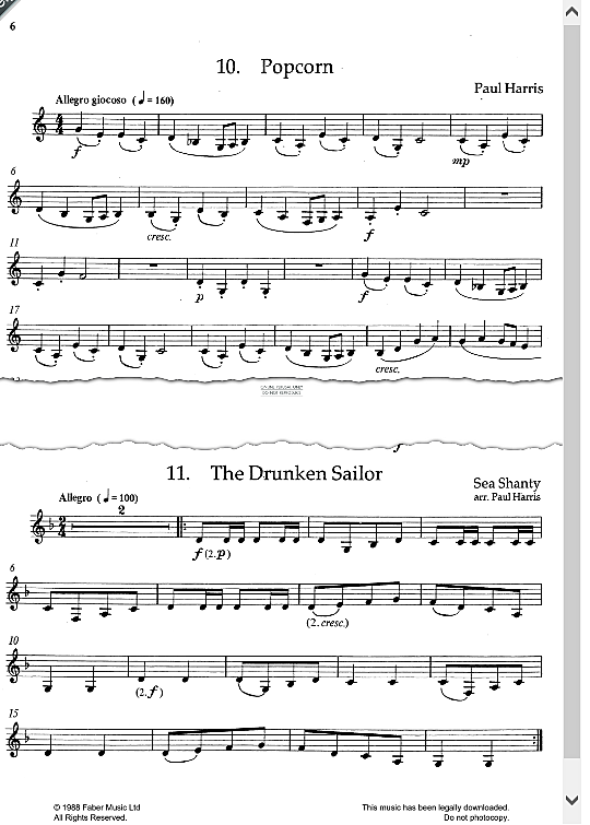 the drunken sailor from the really easy clarinet book  klavier & melodieinstr. traditional