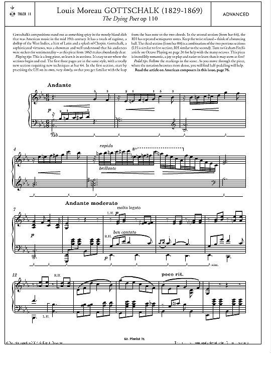 the dying poet, op.110 klavier solo louis moreau gottschalk