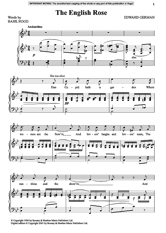 the english rose klavier & gesang edward german
