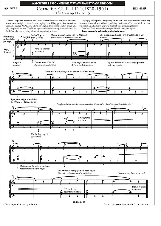 the hunt op.117, no.15 klavier solo cornelius gurlitt