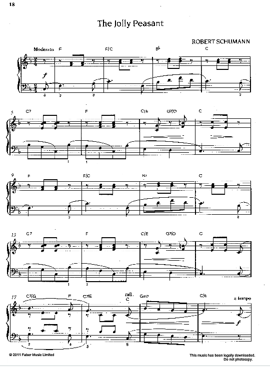the jolly peasant klavier solo robert schumann