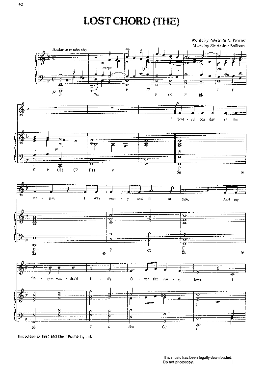 the lost chord klavier gesang & gitarre arthur s. sullivan