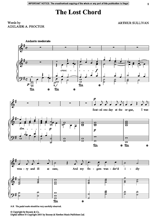 the lost chord klavier & gesang arthur s. sullivan