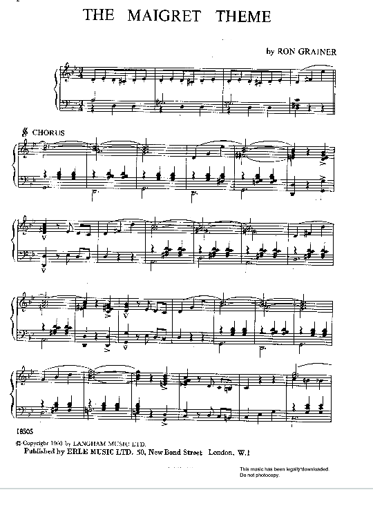 the maigret theme klavier solo ron grainer