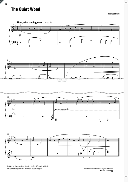 the quiet wood from original pianoforte pieces, book 1 klavier solo michael head
