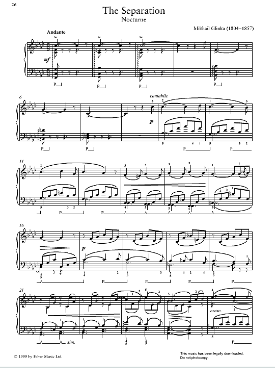 the separation nocturne klavier solo mikhail glinka