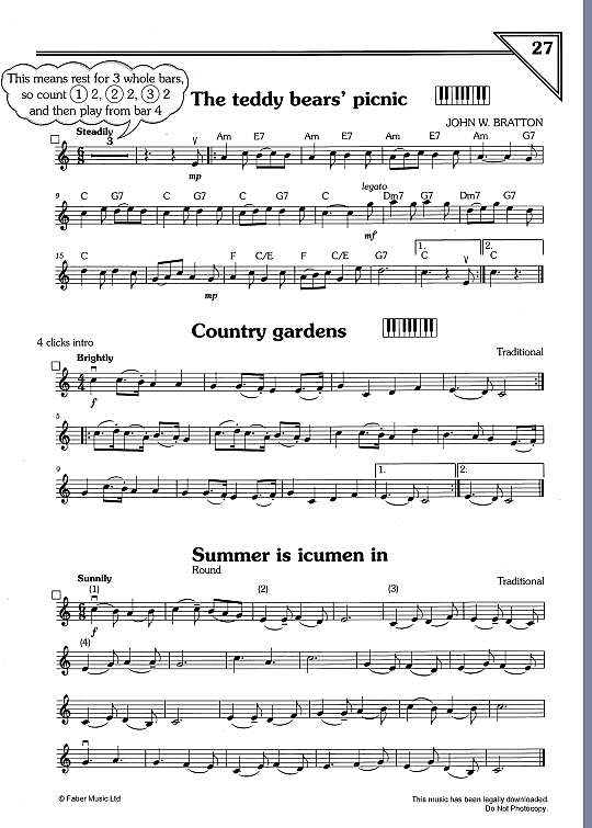 the teddy bear s picnic/country gardens/summer is icumen in solo 1 st. john bratton